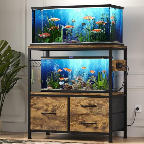 Heybly Fish Tank Stand 20-29 Gal with Drawer & Power Outlet