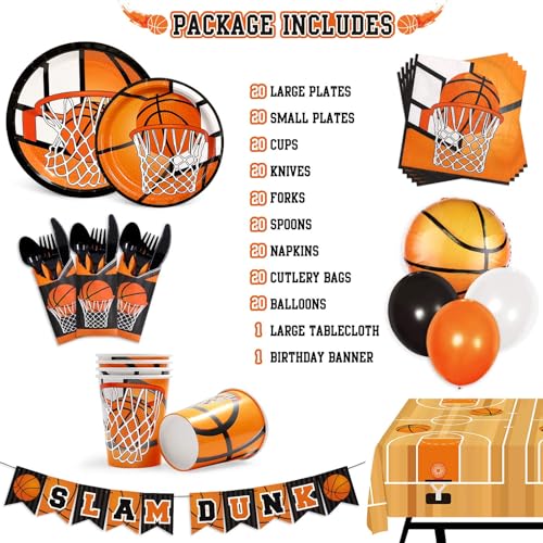 Nefelibata WX-BTS-1104 Basketball Party Tableware Supplies Set Slam Dunk March Madness Disposable Table Buffet Decoration thumb #1
