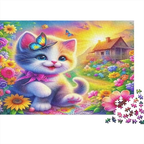 Rompecabezas de gato colorido contra el estrés: puzle decorativo de 1000 piezas para armar