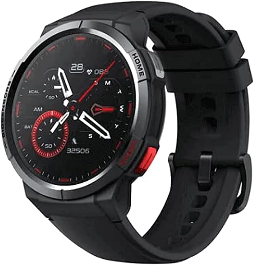 New MIBRO Smart watch GS With BUILT-IN GPS 24 days long battery 70 Sports Mode 4 Sensors Multifunctional, 5 ATM Waterproof, more superior performance with dual core main chip.(Black)