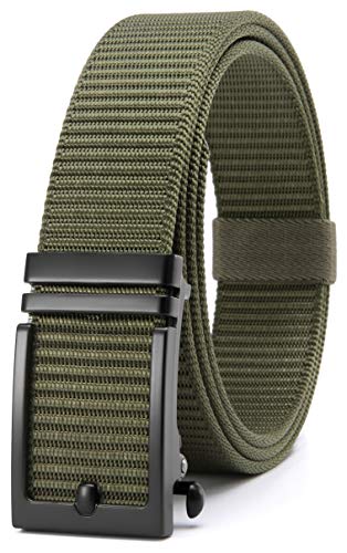 Nylon Webbing Click Ratchet Belt for men with Slide Buckle, Casual Canvas Dress Belt Trim to Exact Fit