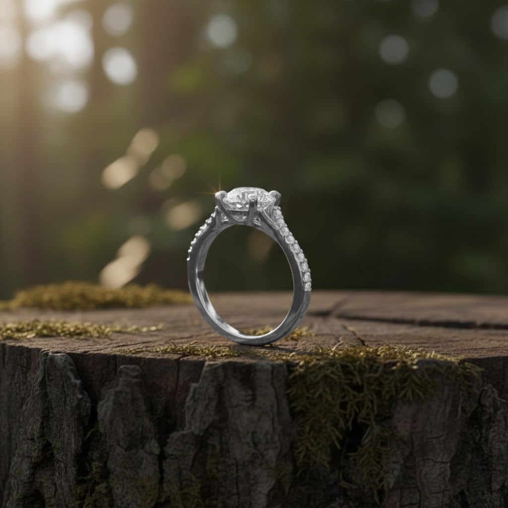 0.70 Carat Prong Set Diamond Twisted Engagement Ring in 14K Solid Gold (I1-I2 Clarity)