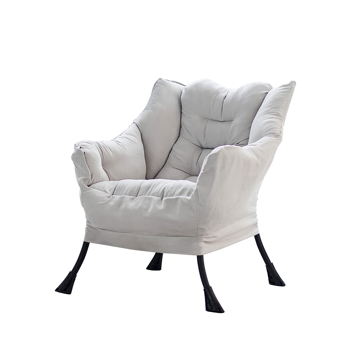 Homeflow Off-White Accent Fabric Armchair | Contemporary Design | for Any Room | Extra Large Cushions for Comfort | Durable Steel Frame to Support up to 400 Pounds | Two Side Pockets