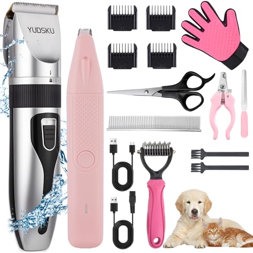 YUDSKU Eléctrico Clipper para Perros y Gatos, Cortadora de pelo para Perro USB Recargable...