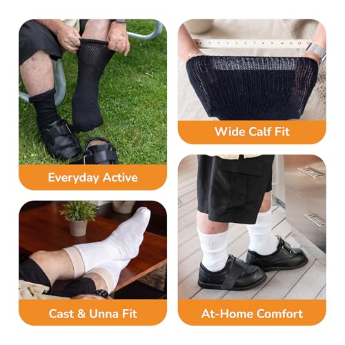 Image of Extra Wide Beyond Bariatric Socks | 30 Inch Calf Stretch, Wide Foot, Ankle & Calf, Non-binding - Microban Odor Control, Inverted Toe Seam - Made in USA