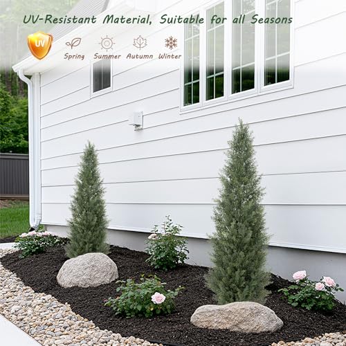 Image of Bellacat 4ft UV Resistant Artificial Topiary Trees Outdoor, 48in Faux Cedar Tree with Full & Realistic Leaves, Fake Cypress Tree for Front Door Proch Patio Deck Balcony Yard Decor