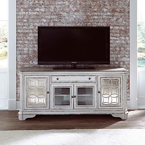 Liberty Furniture Industries Magnolia Manor Entertainment TV Stand, W74 x D19 x H32, White