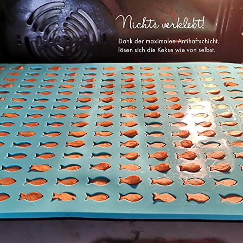 Collory Mini Fisch (2cm) Silikon Backform für Hundekekse & Hundeleckerlis, Pralinenform, Schokoladenform, Antihaftend und Lebensmittelecht (BPA-Frei)