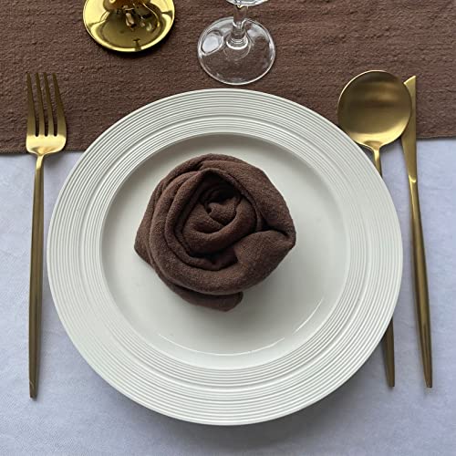 Ehldekol Thick Gauze Cloth Napkins 6 Pack 16X16 Inches 100% Natural Soft Cotton Weddings Decorative Parties Family Everyday Use Bulk Linen Dinner Napkins (Brown, 6 Pack) #TOP5