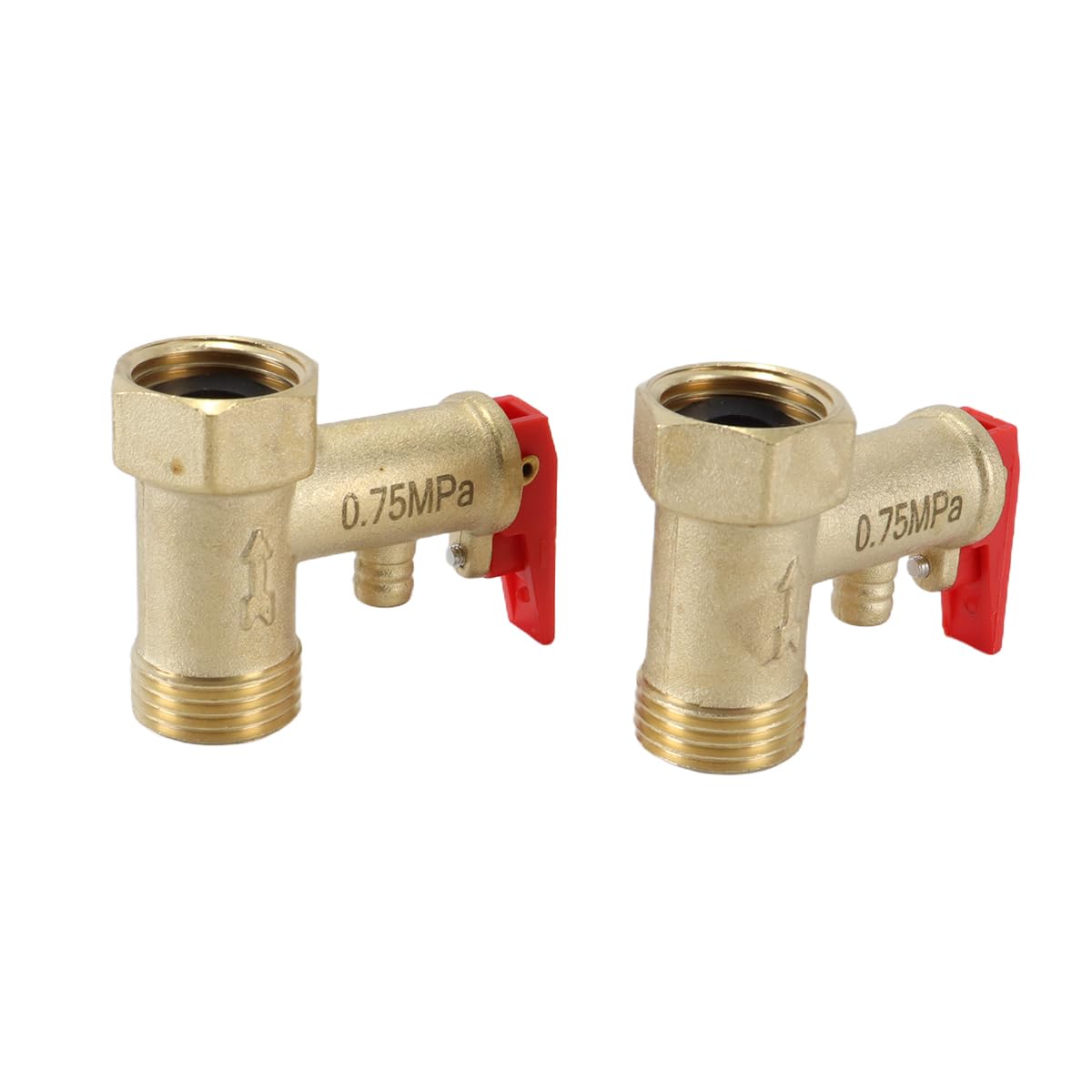 Gutol 2Pcs 0.75 MPa, 1/2 Inch Female to 1/2 Inch Male Brass Safety Valve, Pressure Relief Valve for Water Heaters, Relief with Seal