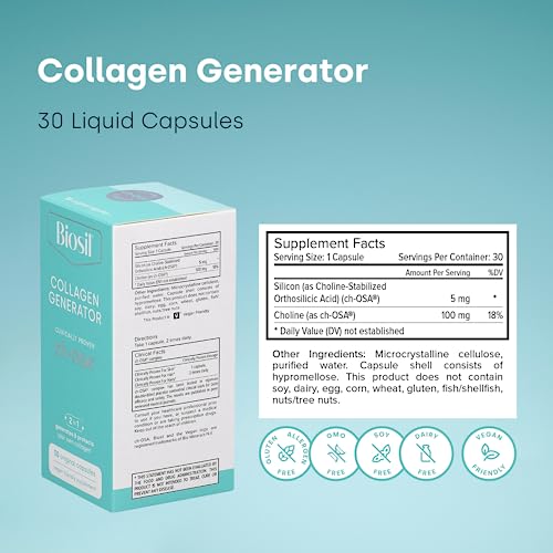 Biosil Collagen Generator - 30 Capsules - With Patented Ch-Osa Complex - Generates & Protects Your Own Collagen - Gmo Free - 30 Servings #TOP1