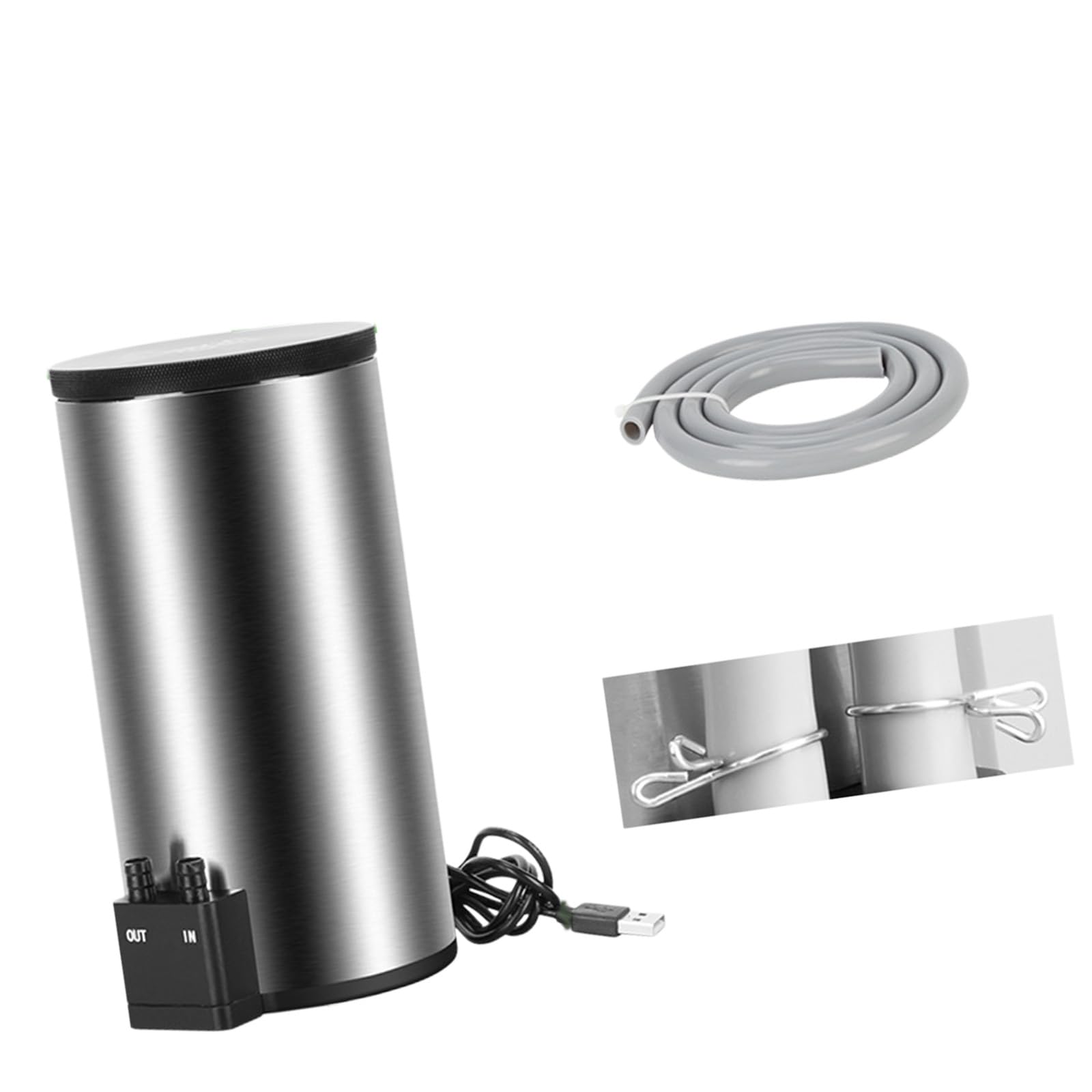 Cubo de filtro para acuarios, barriles de filtro de acero inoxidable con caudal ajustable para agua clara, pequeños tanques de pescado de acero inoxidable