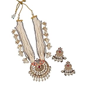 OZANOO Kundan Necklaces Set For Women And Girls, Kundan Necklace Set Jaipuri Jewellery/Indian Traditional Jewellery Set For Women And Girls, Necklaces