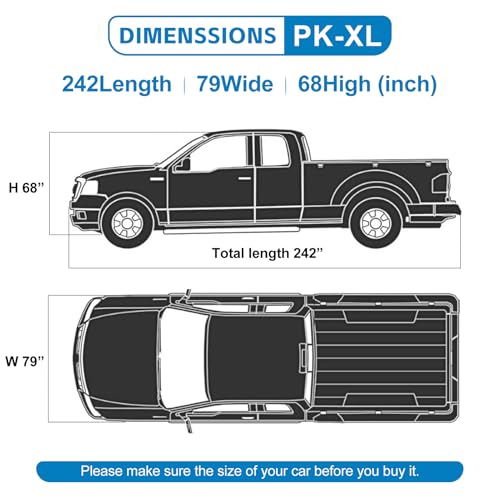 Image of 10 Layers Truck Cover Waterproof All Weather. Pickup Truck Cover Rain Snow UV Dust Protection. Length: 230-242 inches, Universal Fit for Ford F150 Chevy Silverado Dodge Ram 1500.