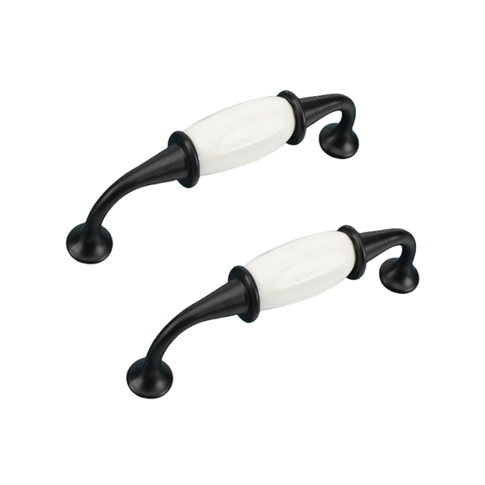 RSWZSFL 2 Pack Ceramic Handles European Style Vintage Drawer Handles Cabinet Door Handles Cupboard Handles Wardrobe Handles Furniture Handles Zinc Alloy Kitchen Door Knobs (Black+White,Pitch:96mm)