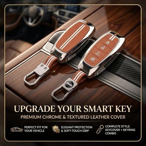 Image of Coll of Fest Premium Metal Brown Silicone Key Cover Compatible with Hyundai Verna 2023 2024 | i20 Facelift N Line N8 Car 4 Button Smart Key Glow in the Dark