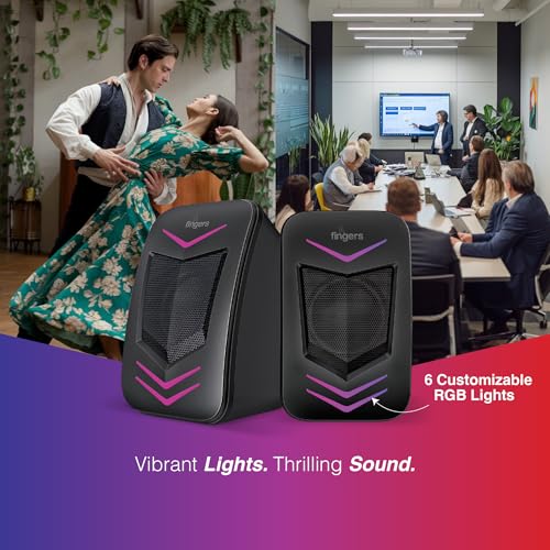 FINGERS RGB-FunBeats USB Multimedia Speaker (2.0 Channel | Sleek Design with RGB Lights | Powerful Bass | in-line Controller) - Image 4