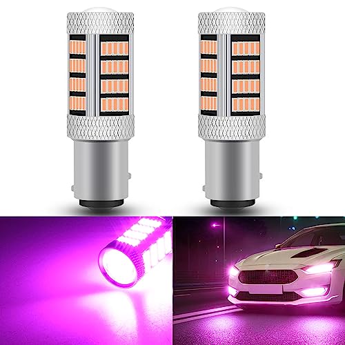 GLOFE High Power 92smd LED Bulbs 14000K Pink Purple 1157 2057 2357 7528 BAY15D Brake Center High Stop DRL Tail Stop Daytime Running Light LED Bulb Lamp Replacement for Cars Trucks SUVs Vans