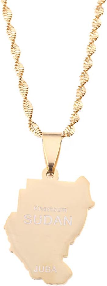 Stainless Steel Original Old Sudan Map Juba Necklace Pendant