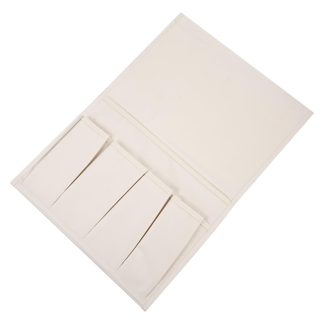 Organizador multi-bolsillos beige de tela Oxford lavable para reposabrazos de sofá y cama