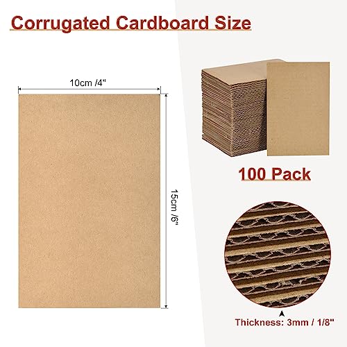 Image of MECCANIXITY 100 Pack 4 inch x 6 inch Corrugated Cardboard Sheets 1 /8 inch Thick Flat Cardboard Filler Inserts Pads for Mailers, Packing, Art Projects, DIY Crafts