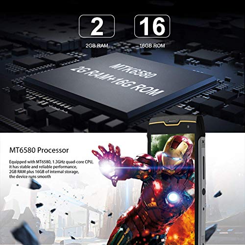 CUBOT King Kong (2018) IP68 Waterproof Rugged Smartphone Unlocked, 4400mAh Big Battery, 3G WCDMA Dual-SIM, Android 7.0, 2GB RAM+16GB,Compass+GPS, Shockproof, Dustproof - Thumbnail 7
