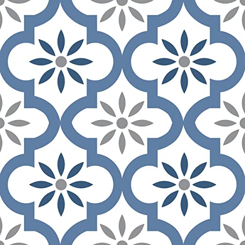 DRAEGER - Carrelage Adhésif Mural - Stickers Carrelage pour redécorer Facilement Votre intérieur - Lot de 6 Carrés Adhésifs Motif Oriental Bleu 15 x 15 cm