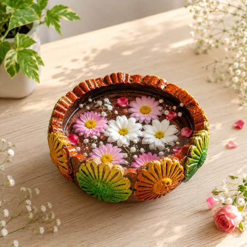Image of Niyara Handmade Earthenware Clay Decorative Bowl, Urli, Flower Pot (Medium)
