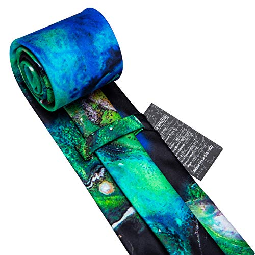 Image of Barry.Wang Classic Mens Ties Silk Necktie Pocket Square Cufflinks Set Woven Designer Wedding Business