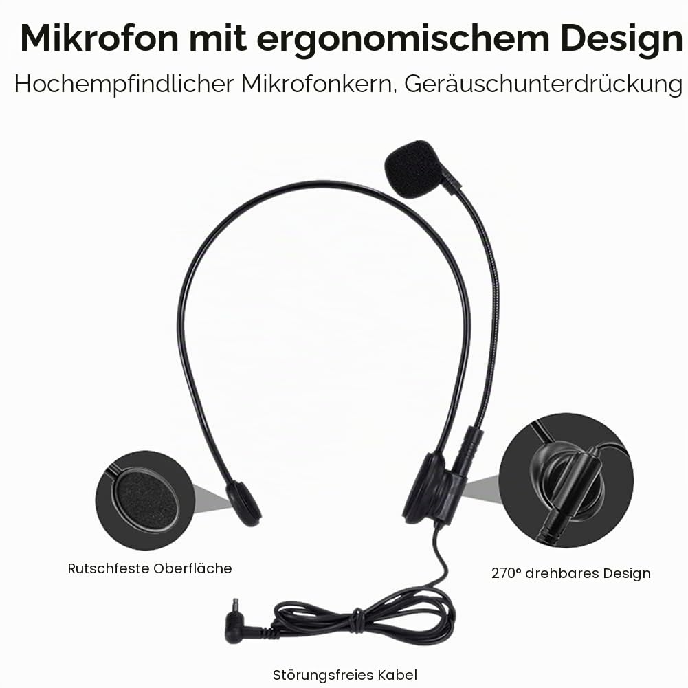 Sprachverstärker Tragbarer SHIDU Stimmverstärker Lautsprecher mit Mikrofon Tragbar Headset 15W 2000mAh wiederaufladbarem Persönlicher Mini PA Verstärker für Lehrer, Reiseleiter, Yoga