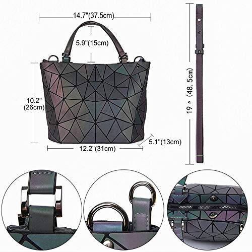 Sac géométrique holographique aux reflets lumineux changeants
