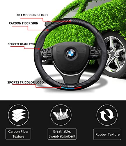 Custom-Fit Steering Wheel Cover For Bmw. Car Steering Wheel Covers Auto Interior Accessories, Anti Slip & Odor Free, Designed Accessories For Bmw (For Bmw,Black) #TOP3