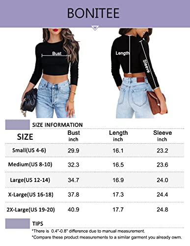 BONITEE Women's Long Sleeve Basic Crop T Shirt Casual Y2k Going Out Crewneck Tops Cute Ribbed Slim Fitted Knit Baby Tees - Image 6
