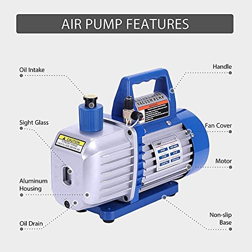 Vivohome 110V 1/2 Hp 5 Cfm Dual Stage Rotary Vane Hvac Air Vacuum Pump With Oil Bottle And Ac Flush Kit Automotive Car Air Conditioning Flushing Gun #TOP2