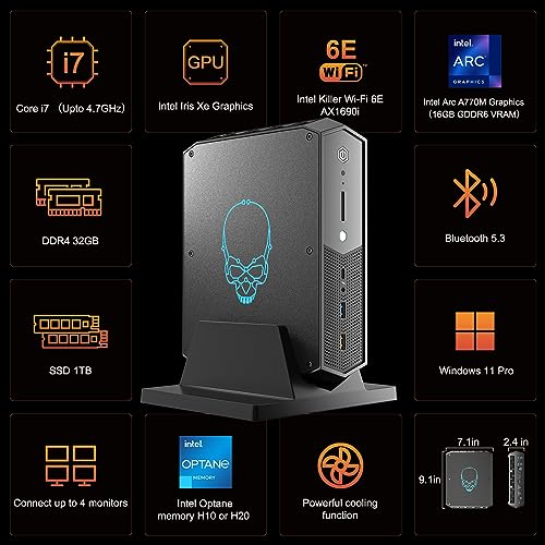 Image of Intel NUC 12 Enthusiast Mini PCs 14 Cores i7-12700H /Intel Arc A770M /32GB RAM /1TB SSD for Home /Audio-Visual /Business /Office (NUC12SNKi72)