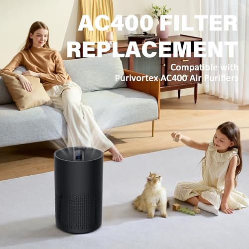 Image of AC400 Air Purifier Filter Replacement for Purivortex AC400 Air Purifier, 3-in-1 Filtration System, White, 2 Pack