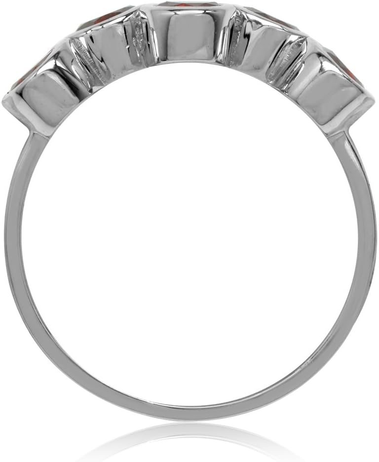 Silvershake Bezel Set Gemstone White Gold Plated 925 Sterling Silver Zigzag Bubble Ring Jewelry for Women
