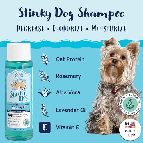 Image of Bobbi Panter Deodorizing Dog Shampoo Chamomile & Plant-Based Deodorizers - Degreasing Natural Formula for Strong Odors, Fresh Clean Scent, Tear-Free, 25:1 Concentrate, Made in USA, 13 oz