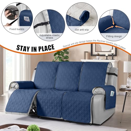 Image of VANSOFY Waterproof Recliner Couch Covers Washable, Ocean Blue,3 Seater | 1-Piece, Non-Slip with Elastic Straps, Sofa Cover with Pocket for Dogs, Pets