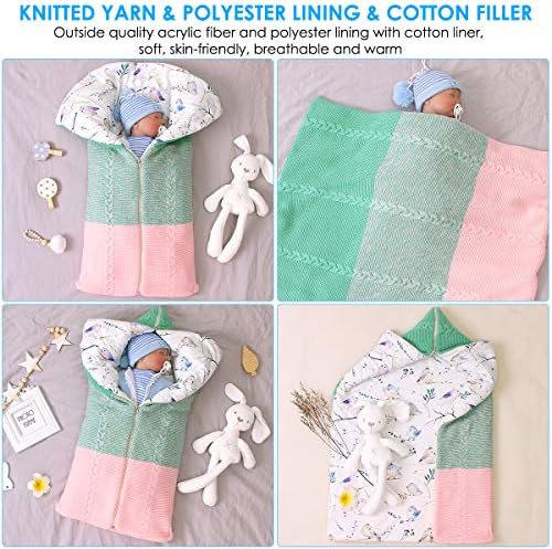 Petyoung Newborn Baby Swaddle Blanket, Multifunction Stroller Wrap Sleeping Mat Thick Warm Sleeping Bag for Baby Boys Girls 0-12 Months