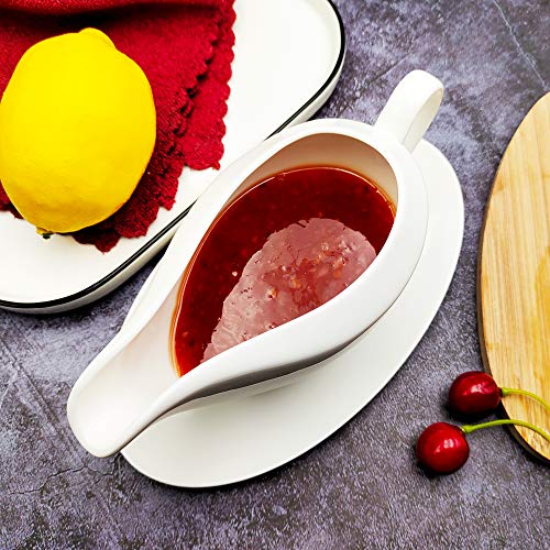 Tripdock 12 Ounce Ceramic Gravy Boat With Ceramic Saucer Stand/Tray #TOP3