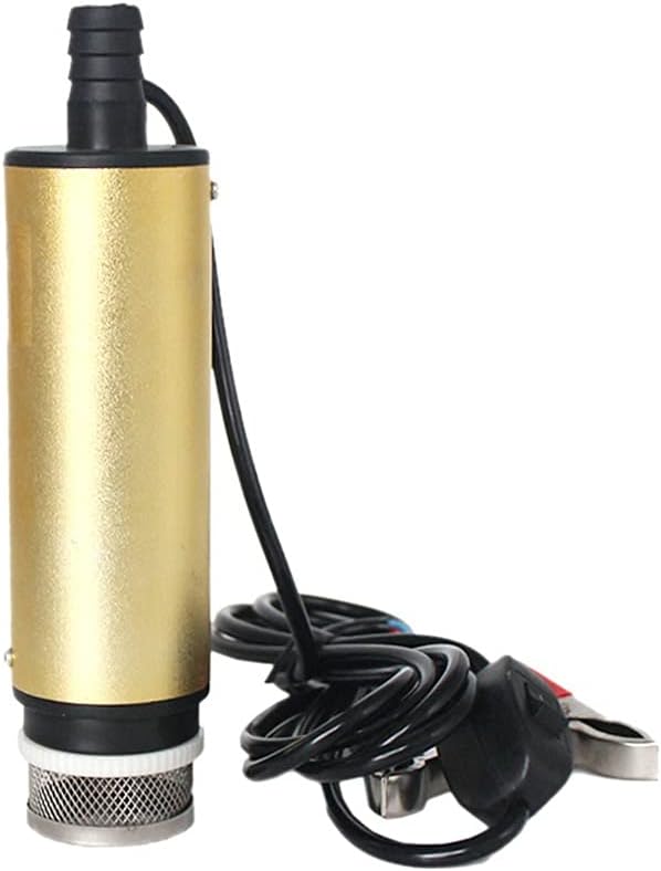 stainless Steel Booster Pump Lawn Jet pumps 12v 24v Dc Electric Submersible Pump For Pumping Diesel Oil Water With Hose Clamps And Filter for Home Garden Water Transport Irrigation ( Voltage : 12V )