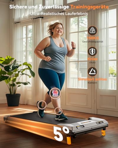 Laufband für Zuhause und Büro BestGod, Walking Pad mit Steigung 5%, Laufbänder 2.5 HP, leises Walking Pad mit Fernbedienung, bis 150 kg Belastbar