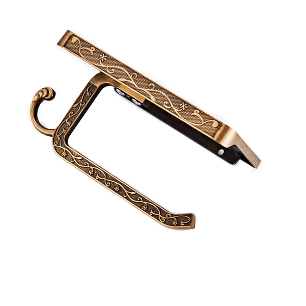 Porte-papier Toilette Mural Laiton Antique Kaxich - Style Rétro Avec Support Phone