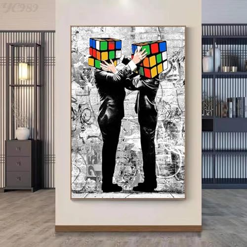 Peinture abstraite toile Pop Art KEBIA street art graffiti sans cadre deco dynamique 35x50