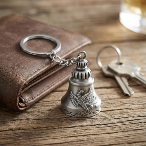 Image of OTTAVO Guardian Bell Keychain, Oxidized Copper, Tibetan Style, 5 cm Height, Good Luck Charm