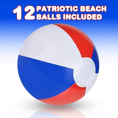 Miniatura 2 de ArtCreativity Pelotas de playa patrióticas de 16 pulgadas para niños (paquete de 12) juguetes inflables de verano para niños y niñas, decoraciones