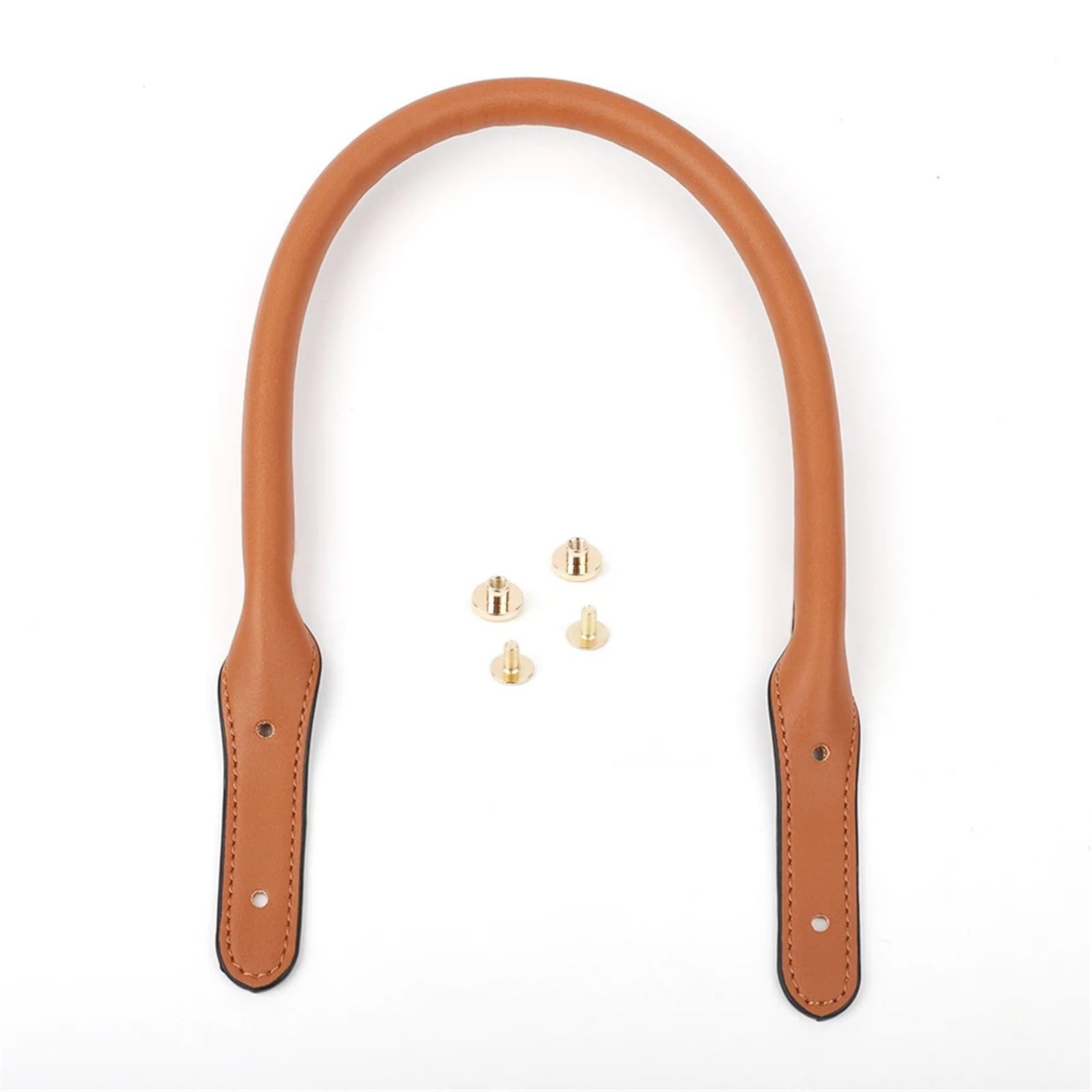 Poignées de sac en cuir PU Tan Gold Nails 45cm pour bricolage de sac à main