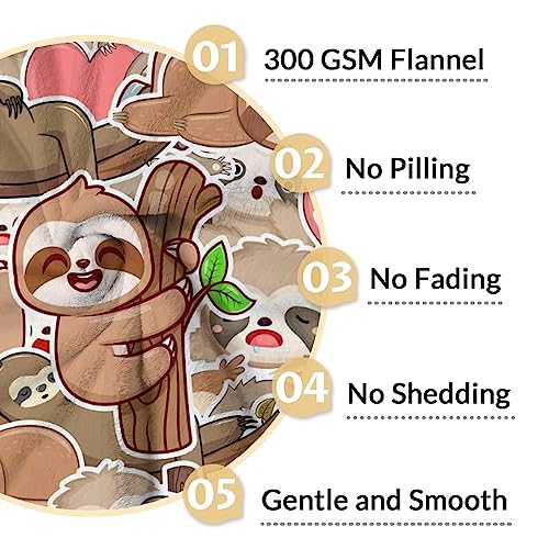 Mercuryelf Sloth Throw Blanket - Soft, Fuzzy & Warm - 30x40 Inches Small Blankets for Lap, Crib - Brown Novelty Throws Gift for Sloth Lovers