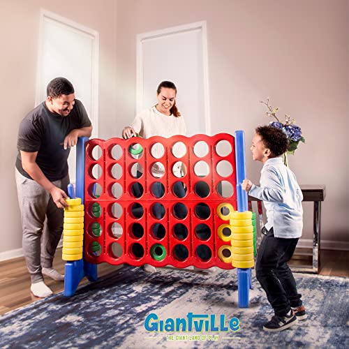 Giant 4 In A Row Connect Game + Storage Carry Bag - 4"-Feet Wide X 3.5"-Feet Tall - Oversized Jumbo Sized Entertainment For Outdoor/Indoor Play For Kids & Adults - Durable Waterproof - 2023 Version #TOP6